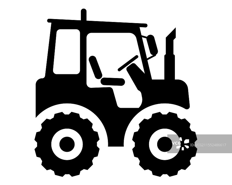 农业拖拉机的黑色轮廓图片素材