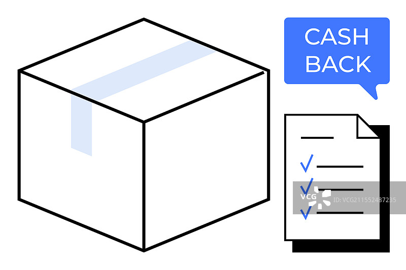 退货流程盒子，附带胶带和清单图片素材