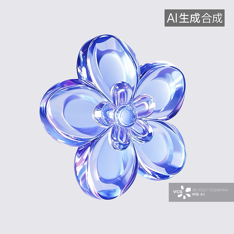 【AI数字艺术】水晶风格的梅花3D图标图片素材