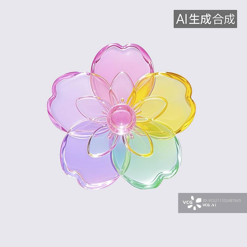【AI数字艺术】水晶风格的梅花3D图标图片素材