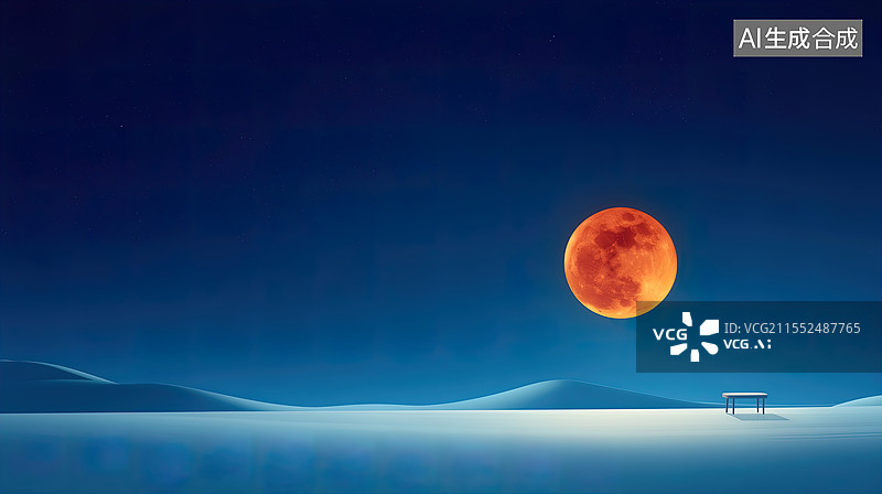 【AI数字艺术】血月悬空云海之上图片素材