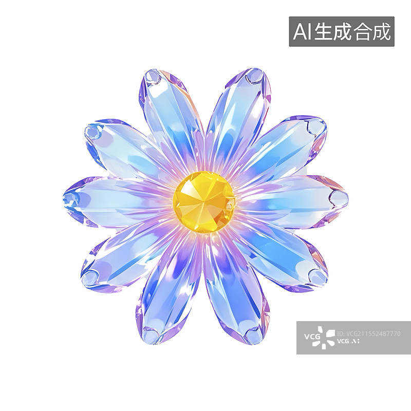 【AI数字艺术】水晶风格的向日葵3D图标图片素材