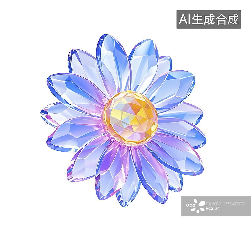 【AI数字艺术】水晶风格的向日葵3D图标图片素材