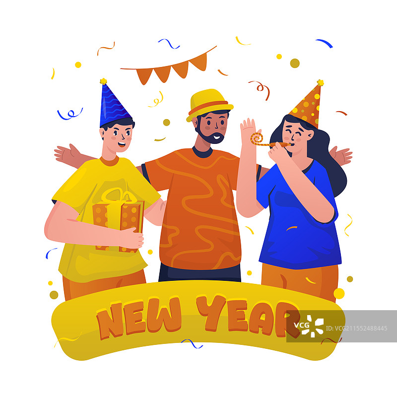 与朋友们一起庆祝新年派对图片素材