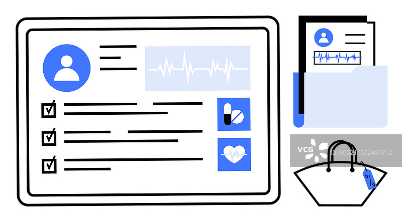 带有医疗信息的平板电脑数字健康记录图片素材