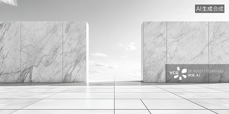 【AI数字艺术】奢华大理石地平线极简主义汽车广告背景大理石空地板灰色表面抽象纹理延伸至无限图片素材