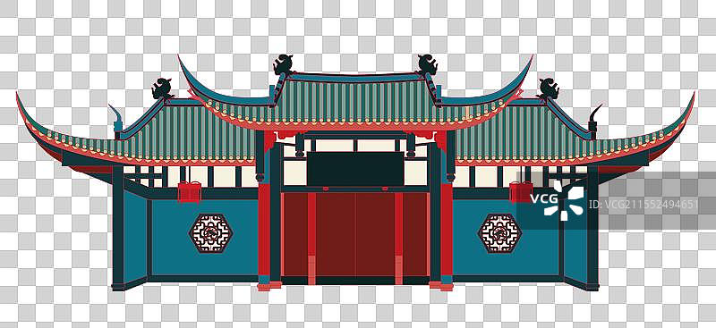 国风新中式矢量建筑插画元素—四川 眉山 三苏祠图片素材