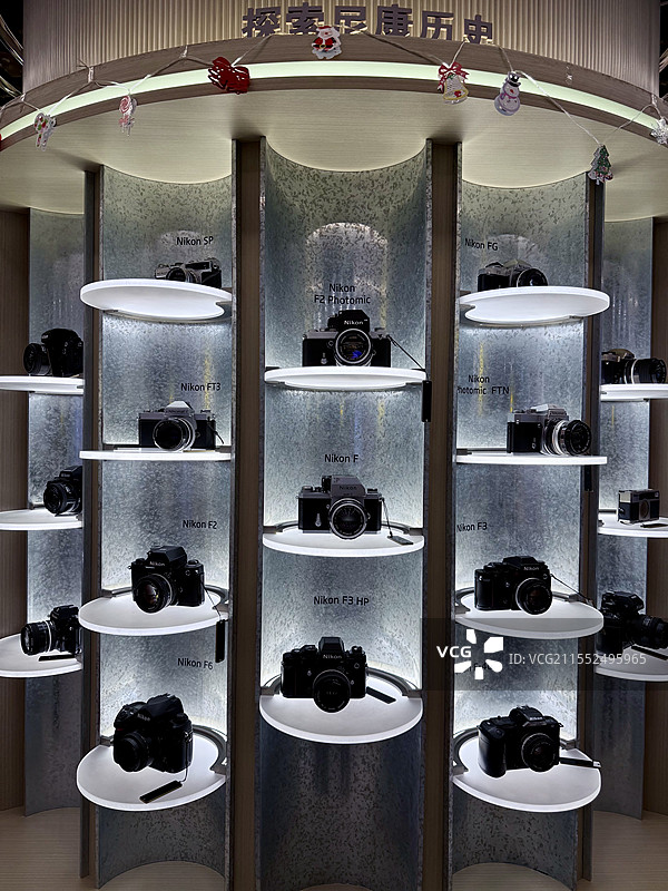 广州尼康直营店历史展柜实拍图片素材
