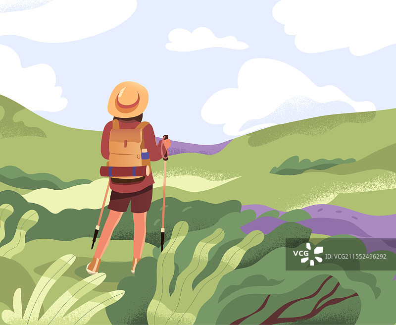 走到户外山野林间去徒步旅行图片素材