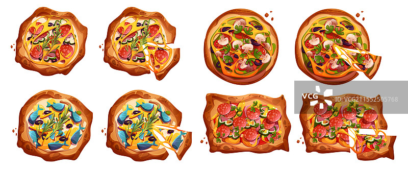 卡通披萨俯视图图片素材