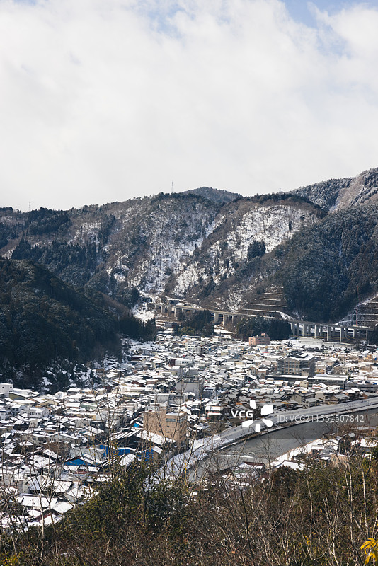 日本岐阜县郡上八幡城—城下町图片素材