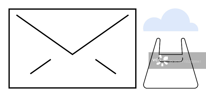 数字通信概念：信封与云朵图片素材