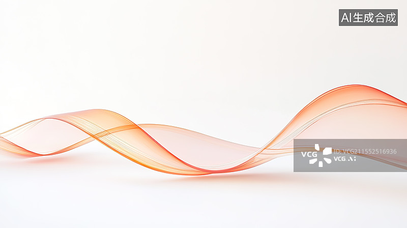 【AI数字艺术】白色背景上橙色丝带流动质感抽象背景图片素材