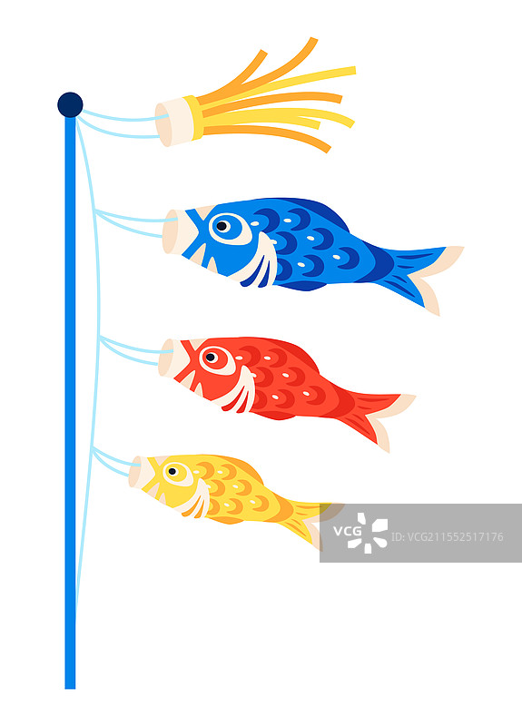 鲤鱼旗 - 现代扁平设计风格单个图片素材