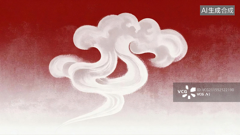 【AI数字艺术】红色背景上的白色祥云图片素材