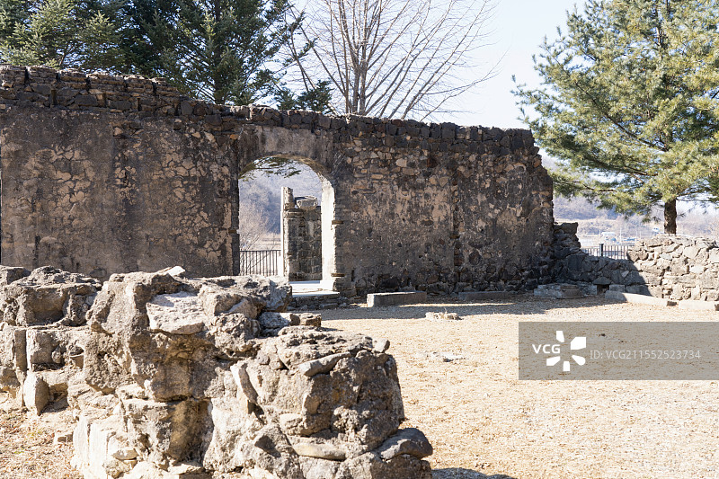 韩国文化遗产，韩国战争，历史战争，现代与当代韩国历史，旧铁原第一教会图片素材