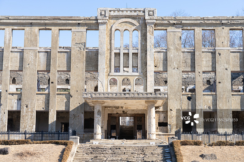 韩国文化遗产，韩国战争，历史战争，现代与当代韩国历史，铁原朝鲜劳动党总部图片素材