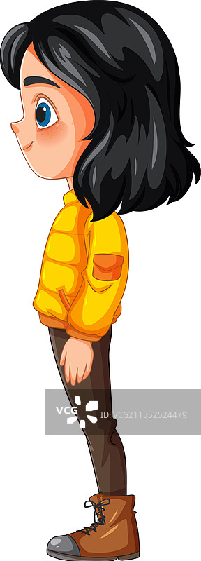 侧面站立的卡通女孩图片素材