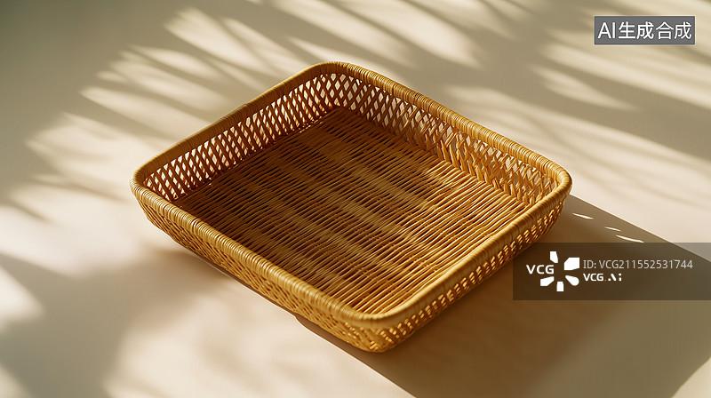 【AI数字艺术】自然竹编篮子图片素材