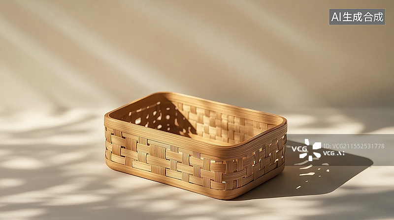 【AI数字艺术】自然竹编篮子图片素材