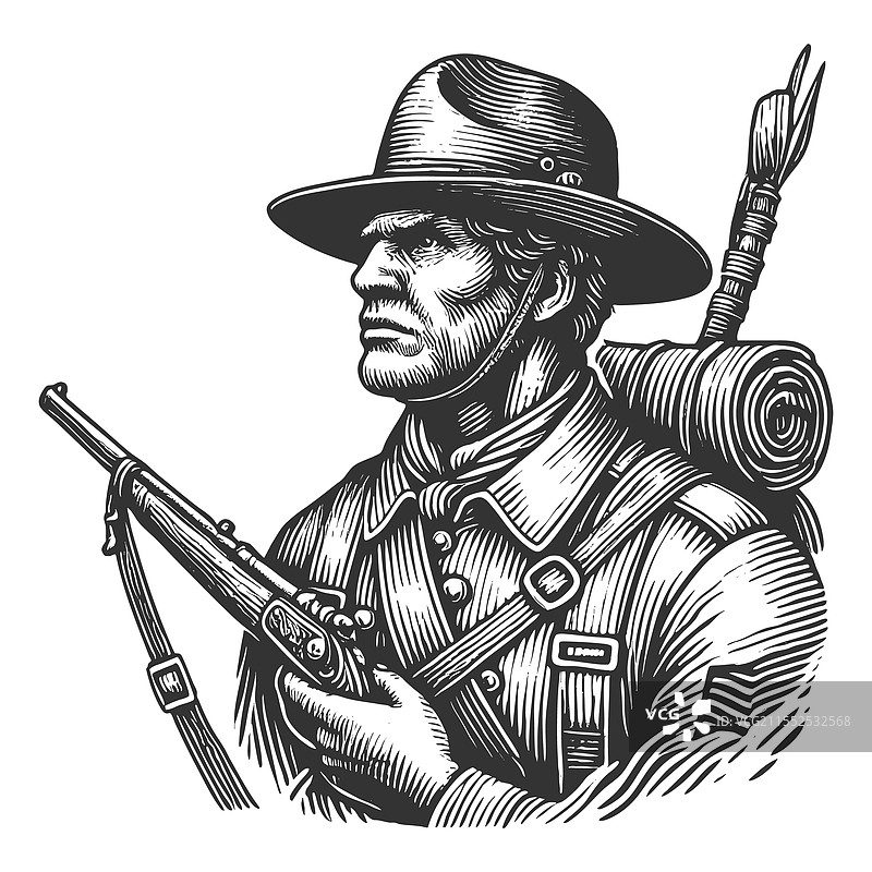 复古士兵手持步枪图片素材