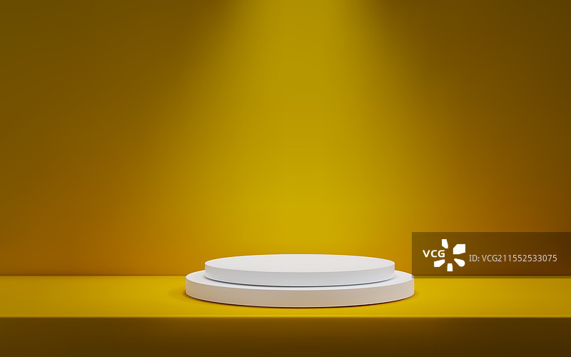 3D 极简主义黄色背景与讲台图片素材