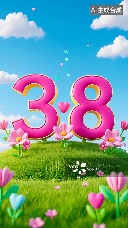 【AI数字艺术】3D春季风格3·8妇女节场景图片素材