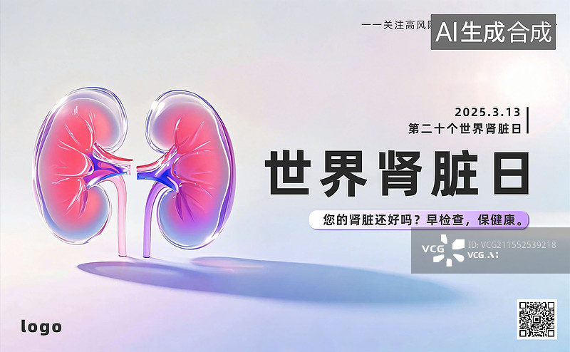 【AI数字艺术】世界肾脏日3D风格可编辑海报模板图片素材