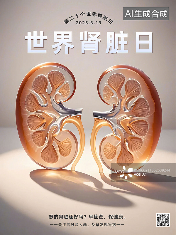 【AI数字艺术】世界肾脏日3D风格可编辑海报模板图片素材