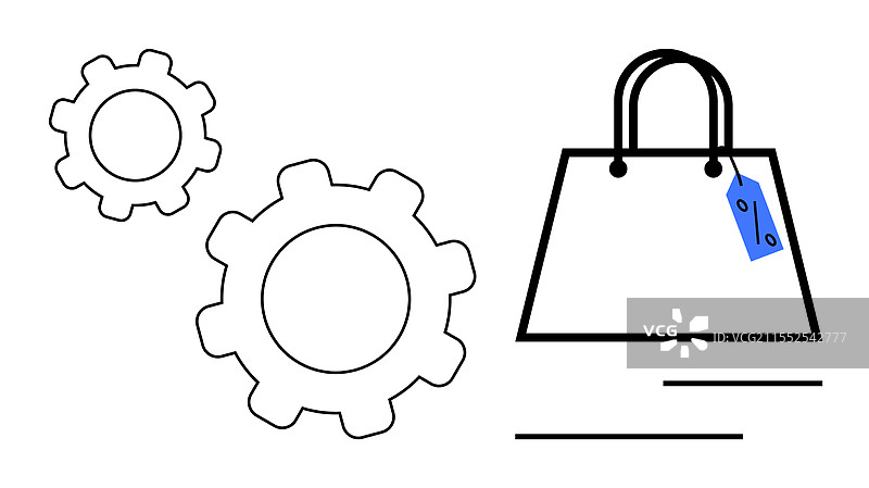 在线购物自动化概念与齿轮和图片素材