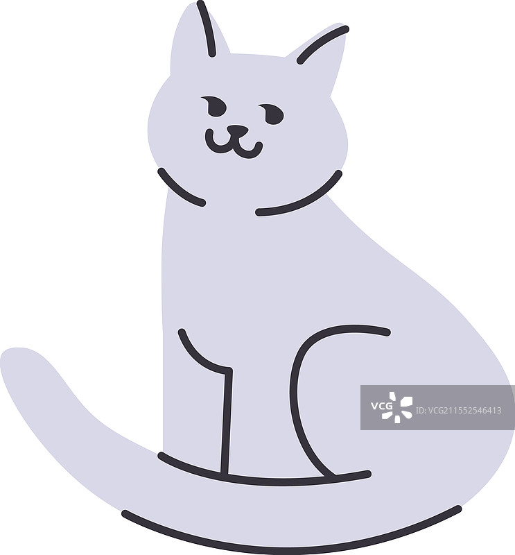 手绘坐着的猫图片素材