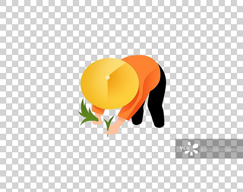 插秧的农民插画元素图片素材