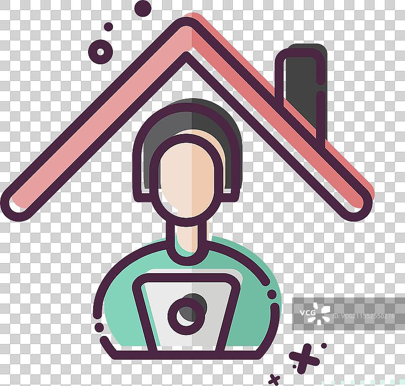 与远程工作相关的远程学习图标图片素材