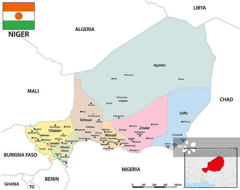 尼日尔非洲行政地图图片素材