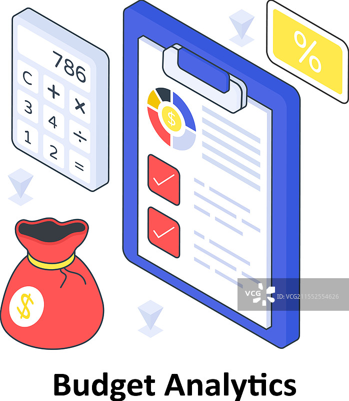 预算分析等距彩色图图片素材