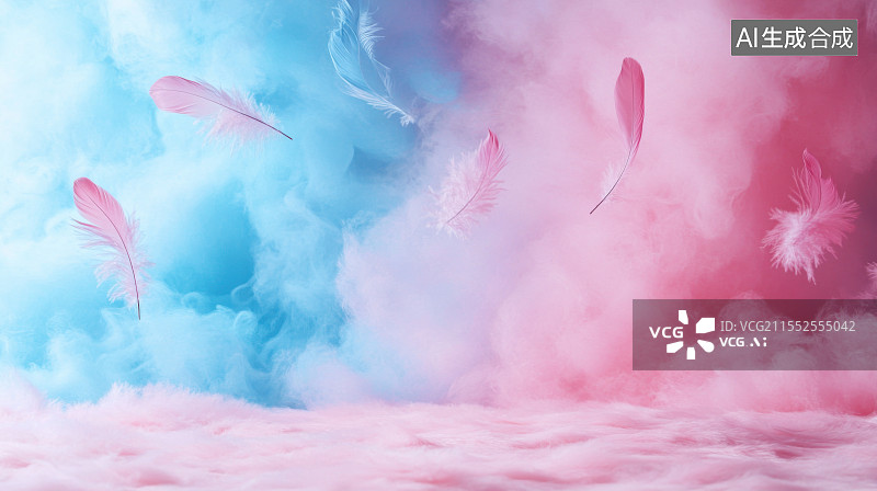 【AI数字艺术】粉色羽毛柔美舞台背景妇女节女神购物节背景图片素材