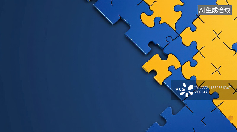 【AI数字艺术】商务背景拼图黄蓝配色图片素材