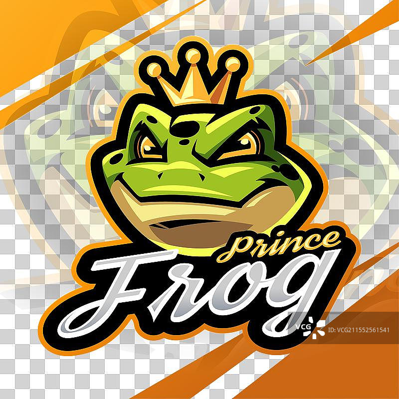 青蛙王子头部电子竞技吉祥物logo设计图片素材