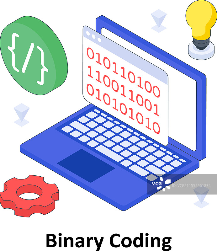 二进制编码等距彩色图形图片素材