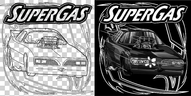 黑色拖曳赛车配有白色条纹图片素材