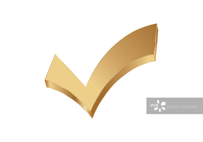 成功与认可的金色勾号符号图片素材