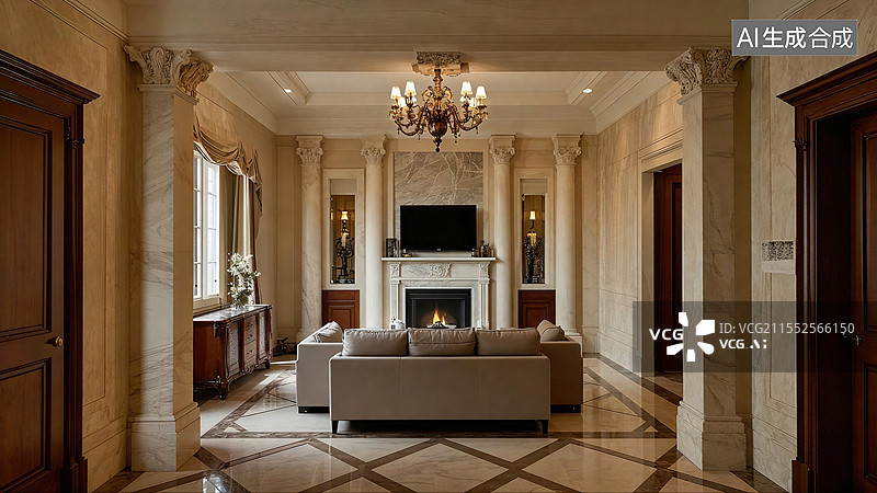 【AI数字艺术】大理石豪宅背景图片素材