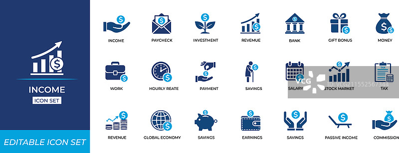 收入图标集图片素材