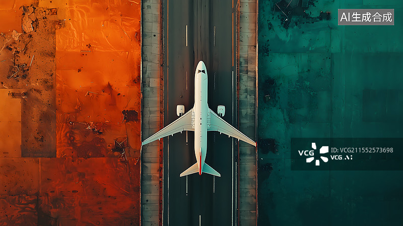 【AI数字艺术】橙蓝撞色的飞行梦图片素材