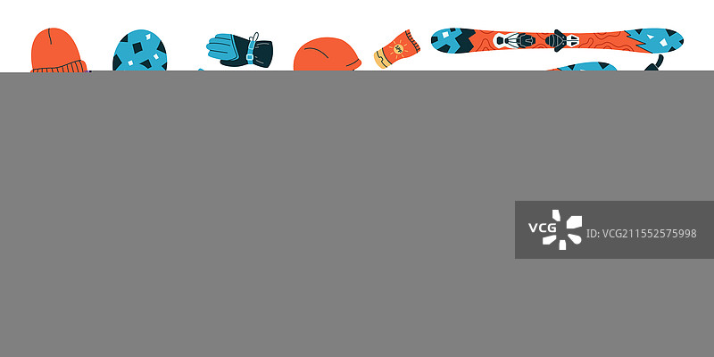 活跃的冬季运动器材平面色彩物品图片素材