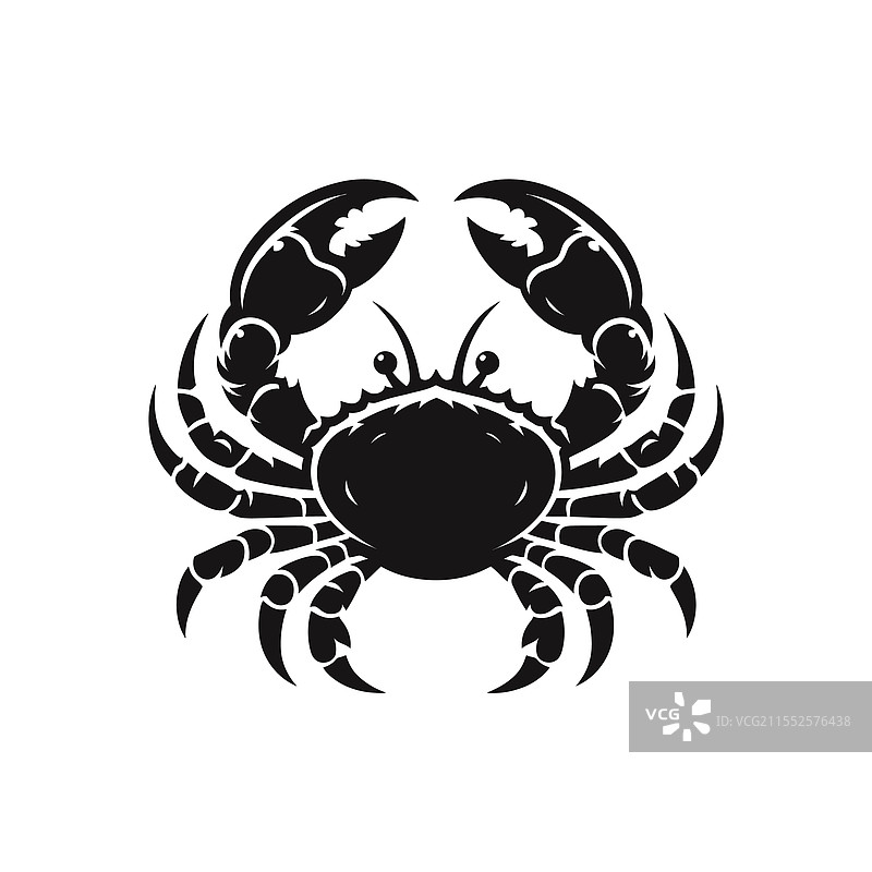 白色背景上的螃蟹剪影图片素材