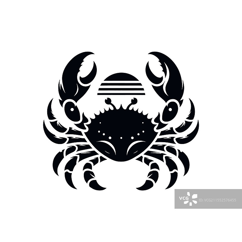 白色背景上的详细螃蟹剪影图形图片素材