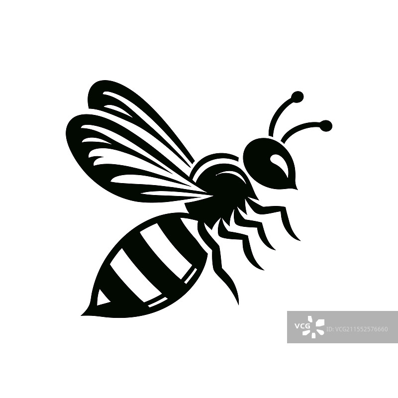 白色背景上的蜜蜂剪影设计图片素材