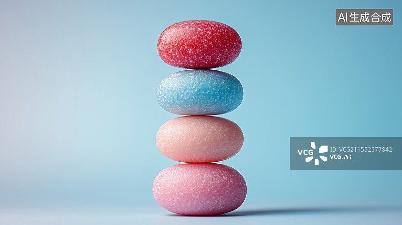 【AI数字艺术】彩色背景下堆积的石头图片素材