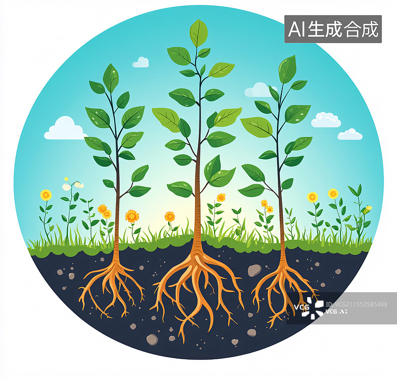 【AI数字艺术】扎根土壤生长的幼苗图片素材